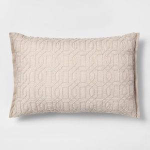 Threshold Embroidered Throw Pillow 14x20- Natural